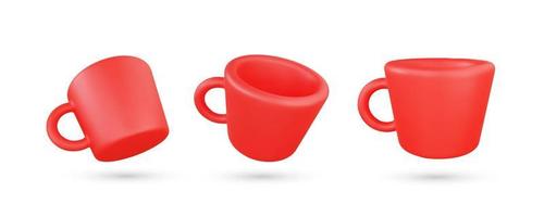 Realistic 3d red coffee cup vector illustration