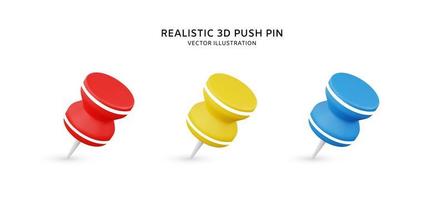 Realistic 3d push pin vector illustration