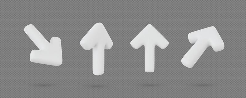 Realistic 3d white arrow collection vector illustration