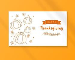 Hand drawn thanksgiving card template cartoon. Vector art illustration