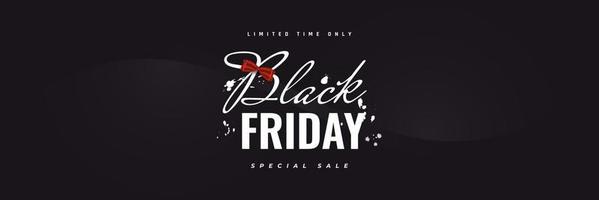 Black Friday Sale Banner with Realistic Red Ribbon on Black Background. Advertising and Promotion Banner Design for Black Friday Campaign vector