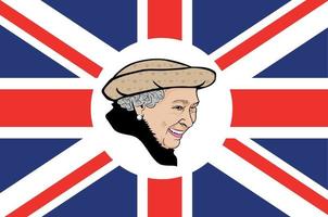 Queen Elizabeth Face Portrait With British United Kingdom Emblem Flag National Europe Symbol Icon Vector Illustration Abstract Design Element