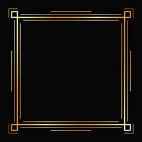 Vector golden frame on the black background. Isolated art deco design.