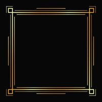 Vector golden frame on the black background. Isolated art deco design.