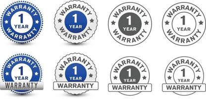 1 year warranty badge, icon, symbol, design collection isolated on white background. vector
