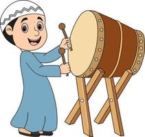 child hitting the drum. vector