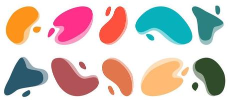 Set of colourful vector liquid splash shape backgrounds for WEB and APP design. Isolated vector elements. Rounded, digital water shapes. Landing page design items.