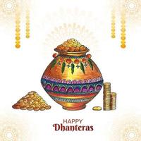 Shubh dhanteras festival celebration card background vector