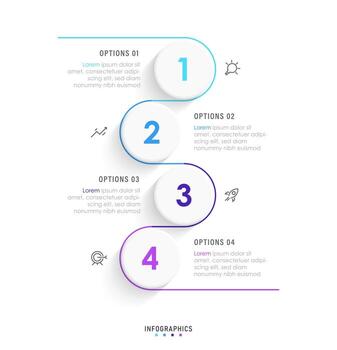plantilla de diseño de etiquetas infográficas vectoriales con iconos y 4 opciones o pasos. se puede utilizar para diagramas de proceso, presentaciones, diseño de flujo de trabajo, banner, diagrama de flujo, gráfico de información. vector