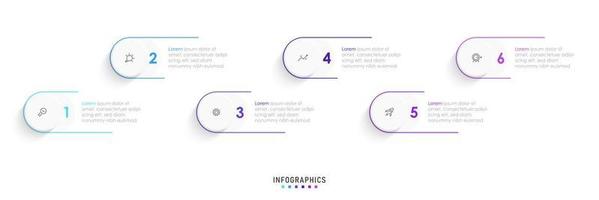 Vector Infographic label design template with icons and 6 options or steps. Can be used for process diagram, presentations, workflow layout, banner, flow chart, info graph.