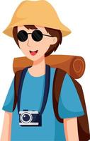 Boy Traveling with Camera Character Design Illustration vector