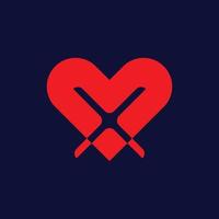 Letter X Love Modern Geometric Logo vector