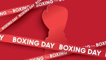 Boxing day vector illustration.Typography combined in a shape of ribbon text and glove with paper art craft style