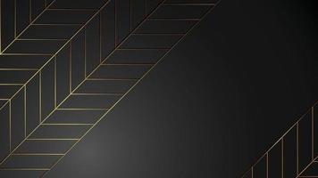 luxury black background banner vector illustration with gold strip art deco leave modern