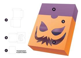 plantilla troquelada de caja deslizante de halloween y maqueta 3d vector