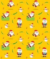 Seamless vector pattern with Santa and Deer. Can be used for wallpaper, pattern fills, web page background, surface textures, gifts. Creative Hand Drawn textures for winter holidays.