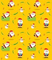 Seamless vector pattern with Santa and Deer. Can be used for wallpaper, pattern fills, web page background, surface textures, gifts. Creative Hand Drawn textures for winter holidays.