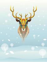 Deer head lowpolygon geometric pattern vector eps10 on winter background for merry christmas card poster flyer