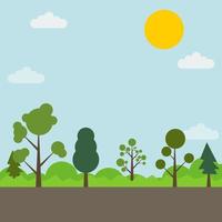 Editable Summer Forest With Flat Style Vector Illustration for Text Background