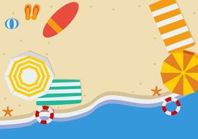 Editable Top View Summer Beach With Flat Style Vector Illustration for Text Background