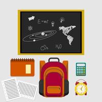 Editable Blackboard with School Elements Vector Illustration for Education Related Design