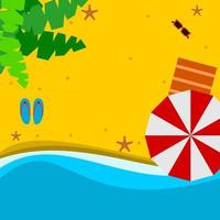 Editable Summer Beach With Top View Flat Style Vector Illustration for Text Background