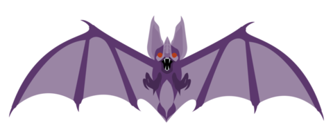 Bat Icon. Helloween bat in purple color. Colorful png illustration.