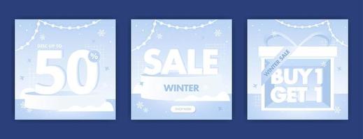 Social media post template design with winter theme vector