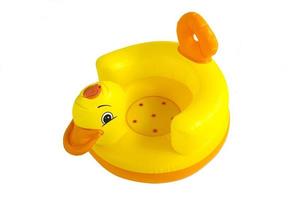 Inflatable sofa for baby with duck motif isolated on a white background. photo