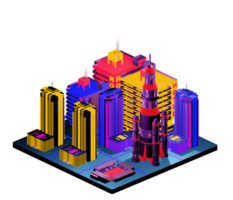 Isometric building in retro style png