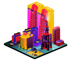 Isometric building in retro style png