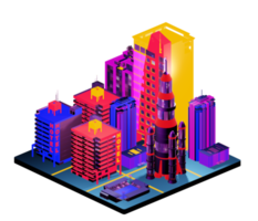 Isometric building in retro style png