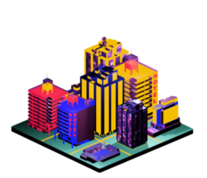 Isometric building in retro style png