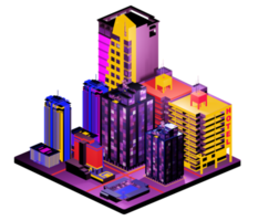 edificio isométrico en estilo retro png