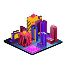 Isometric building in retro style png