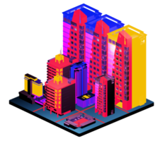 Retro isometric building png