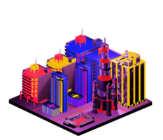 Retro isometric building png