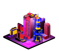 Retro isometric building png