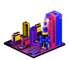 Retro isometric building png