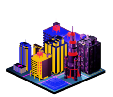 Retro isometric building png