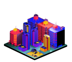 Retro isometric building png