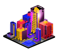 Isometric building in retro style png