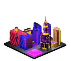 Retro isometric building png