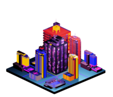 Retro isometric building png