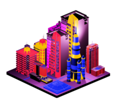 Isometric building arrangement png