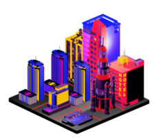 Retro isometric building png