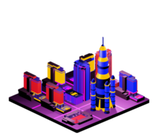 Retro isometric building png