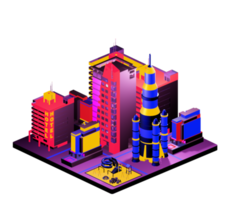 Isometric building in retro style png