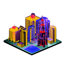 Retro isometric building png