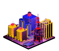 Retro isometric building png